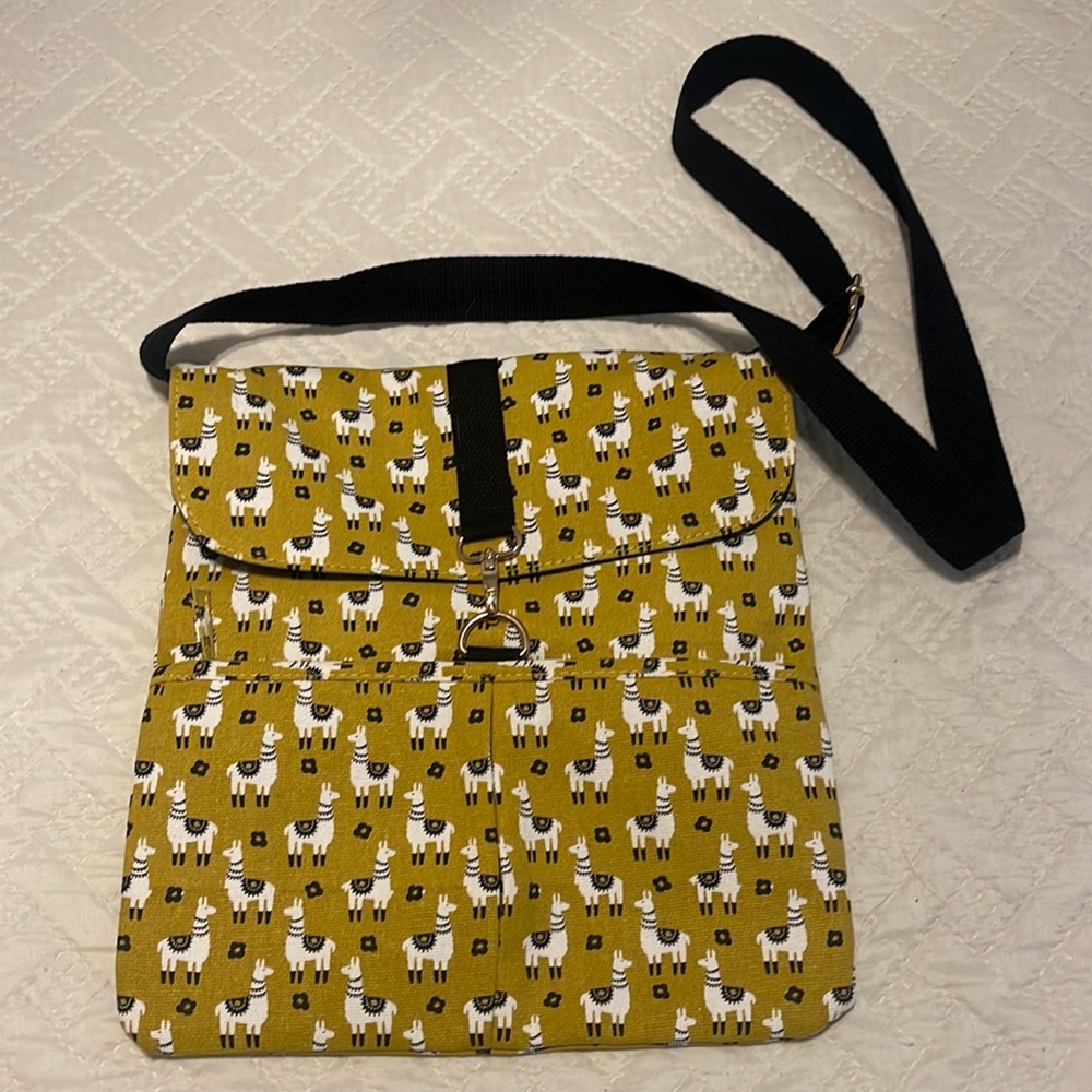 Canvas Llama Print Crossbody Bag